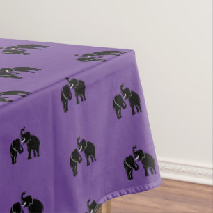 Elephants Purple Tablecloth Family Custom Colors