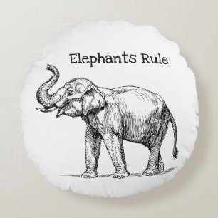 Elephants Rule Round Pillow
