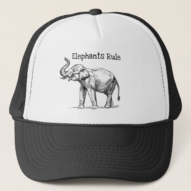 Elephants Rule Trucker Hat (Front)