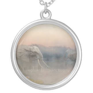 Elephants sanctuary silver plated necklace