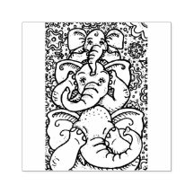 ELEPHANTS SEE NO EVIL RUBBER STAMP