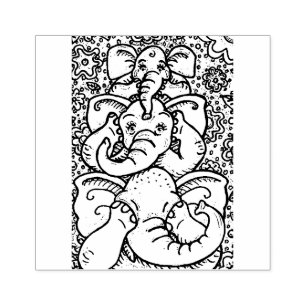 ELEPHANTS SEE NO EVIL RUBBER STAMP