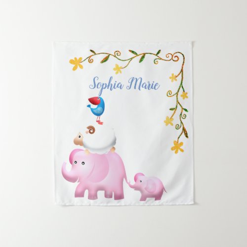 Elephants Sheep  Bird Animal Tower Tapestry