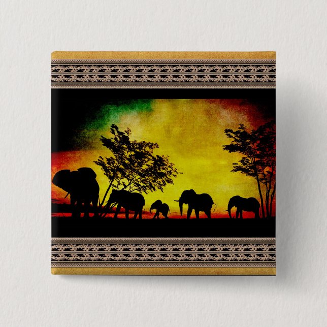 Elephants Sunset Button (Front)