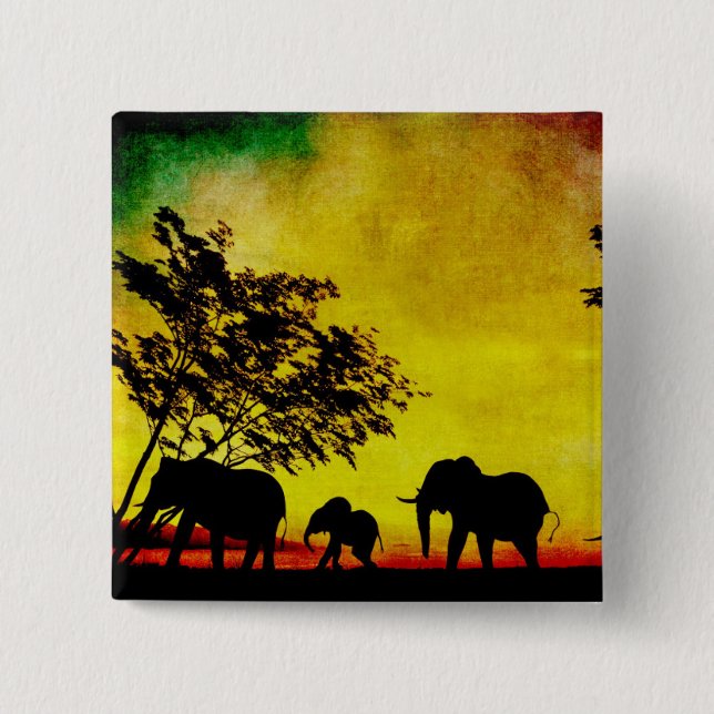 Elephants Sunset Button (Front)