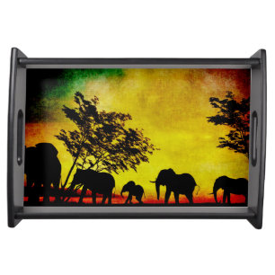 Elephants Sunset Serving Tray