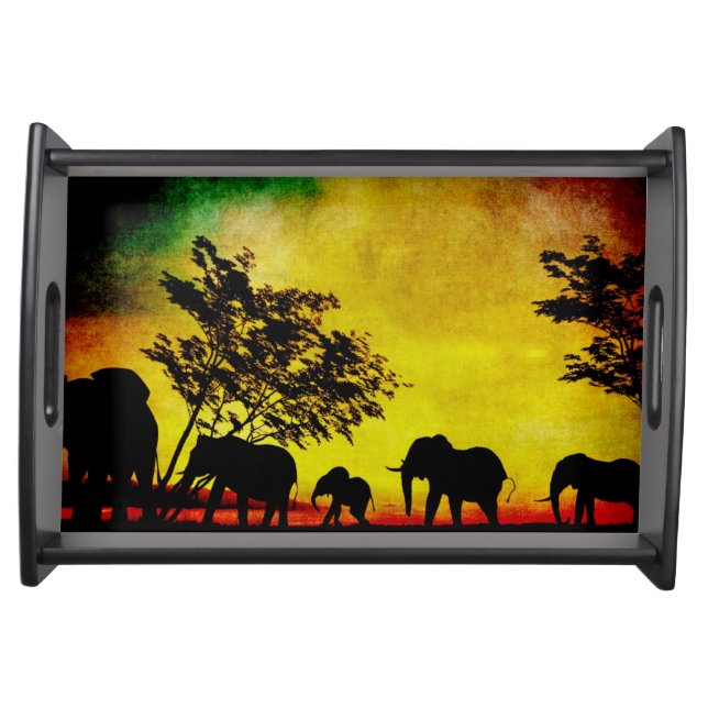 Elephants Sunset Serving Tray (Front)