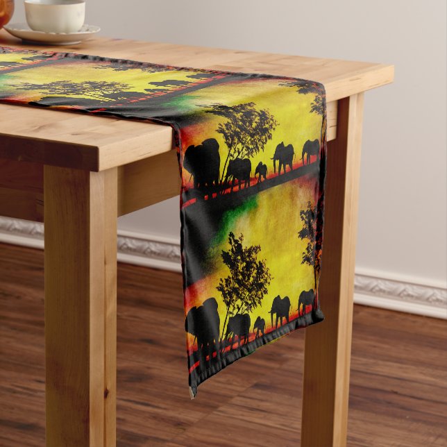 Elephants Sunset Table Runner (In Situ)