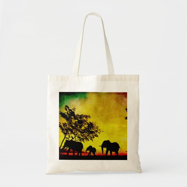 Elephants Sunset Tote Bag (Front)