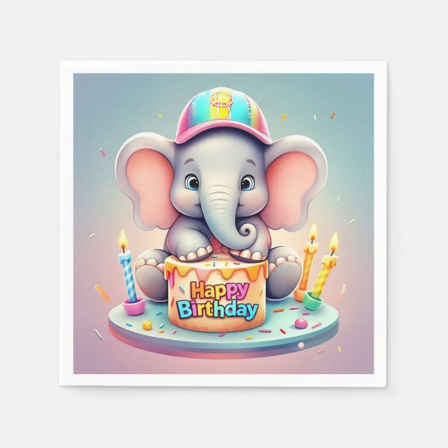 " ELEPHANT'S SWEET CELEBRATION " NAPKINS (Front)