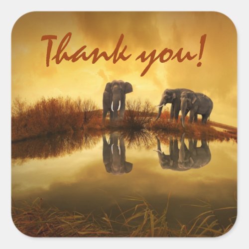 Elephants Thank YOU Square Sticker