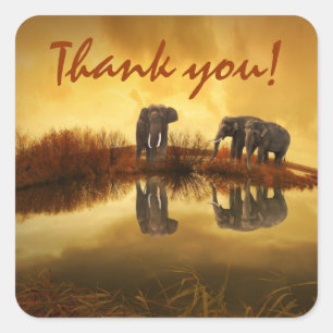 Elephants Thank YOU Square Sticker