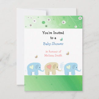 Elephants Trio Baby Shower Invitation