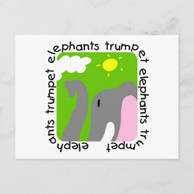 Elephants Trumpet Tshirts and Gifts Postcard (Front)