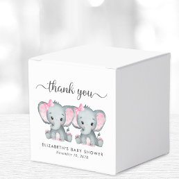 Elephants Twin Girls Baby Shower Thank You Favor Boxes