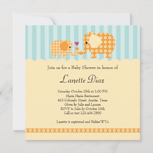 Elephants Unisex Baby Shower Invitation