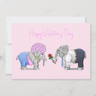 Elephants Valentines Day Holiday Card