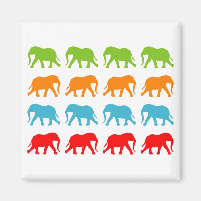 Elephants Walking Pattern Magnet (Front)