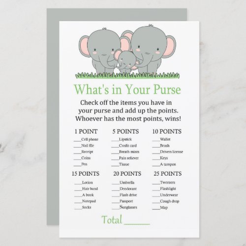 Elephants Whats in your purse game