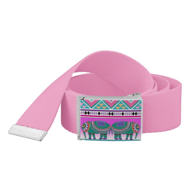 Elephants with Aztec Pattern Belt (Snake)