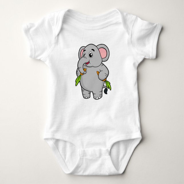Elephants with Carrots Baby Bodysuit (Front)