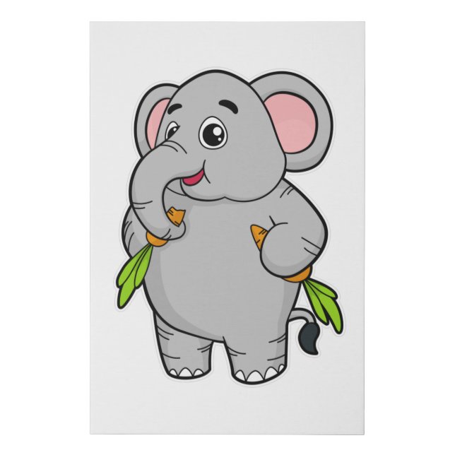 Elephants with Carrots Faux Canvas Print (Front)