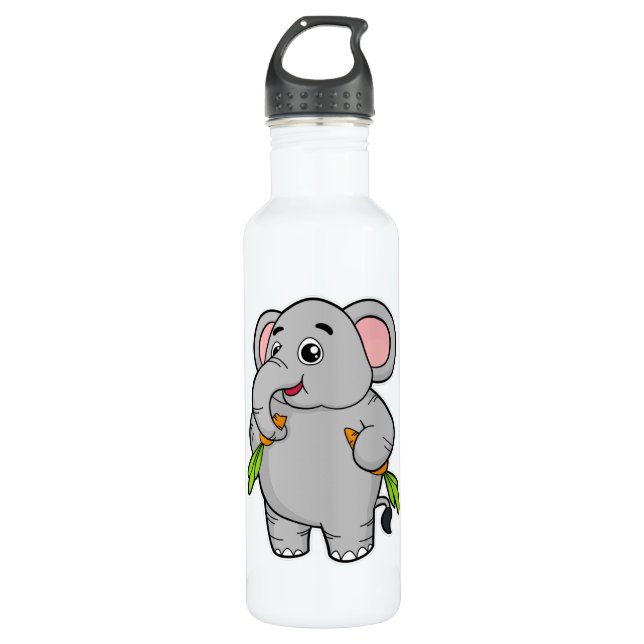 Elephants with Carrots Stainless Steel Water Bottle (Front)