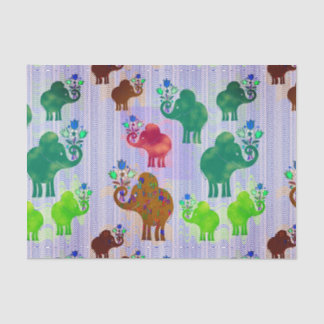 Elephants with Flower Bouquets Tissue Paper