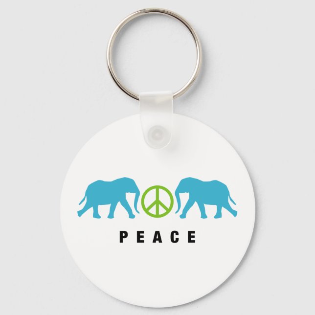 Elephants with Peace Keychain (Front)