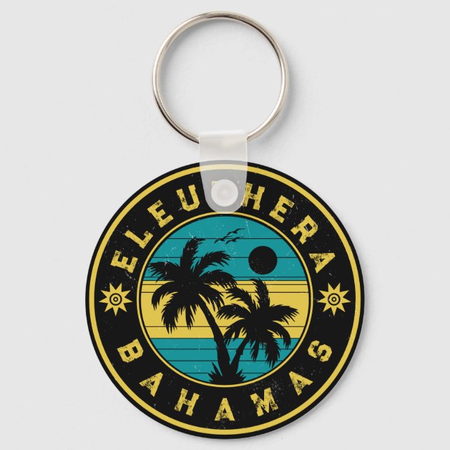 Eleuthera Island Bahamas Palm Tree Souvenirs Keychain (Front)