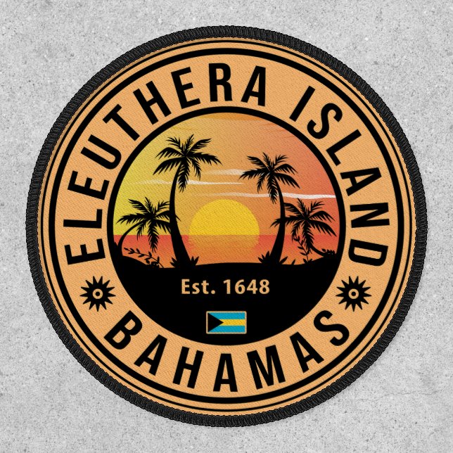 Eleuthera Island Bahamas Retro Sunset Souvenirs Patch (Front)
