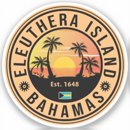 Eleuthera Island Bahamas Retro Sunset Souvenirs Sticker