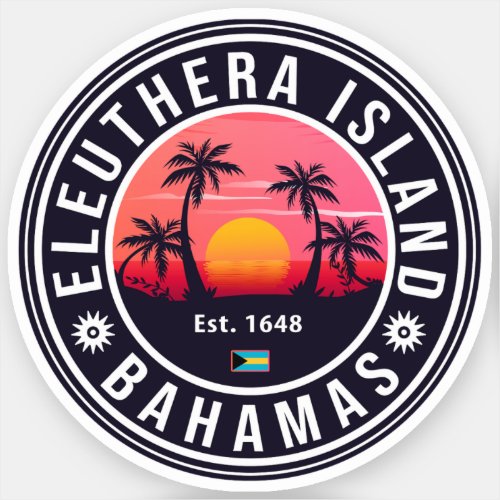 Eleuthera Island Bahamas Retro Sunset Souvenirs Sticker