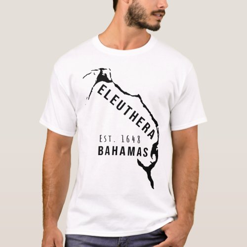 Eleuthera Map Island Bahamas Minimalist Souvenirs T_Shirt