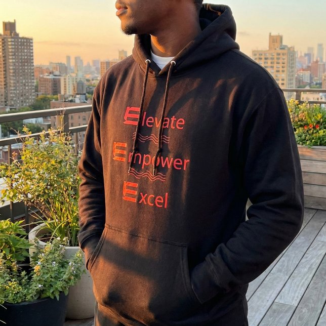 Elevate Empower Excel – Bold Red Empowerment Hoodie (Creator Uploaded)