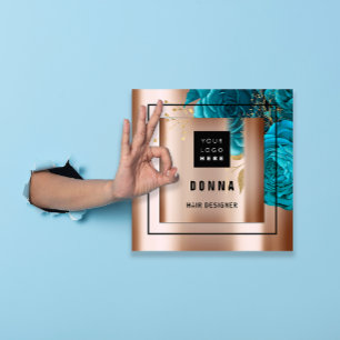 Elevate Your Brand with Custom Logo QR Code Rose Square Business Card