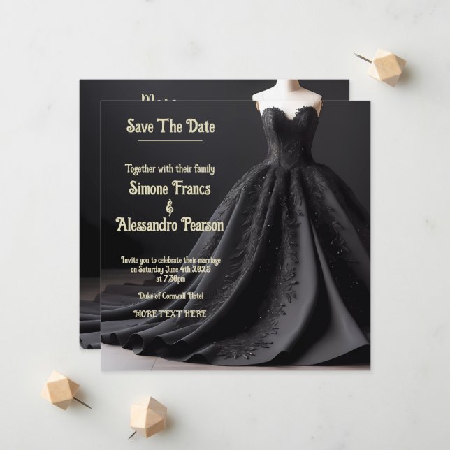 Elevate Your Bridal Theme with Black Bold Elegance Announcement (Front/Back In Situ)