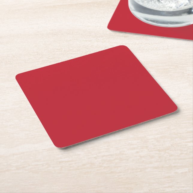 Elevate Your Design a Red Background and White  Square Paper Coaster (Angled)