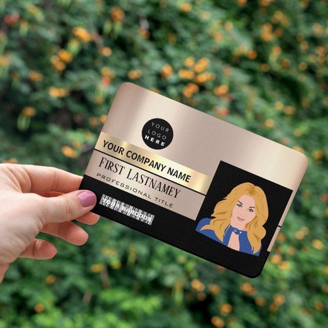 Elevate Your Professional Identity with Employee B Badge (Employee Barcode Logo Name Scanner Rose Gold Badge)