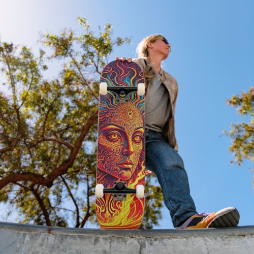 Elevate Your Ride with Spiritual Vision Retro Art Skateboard