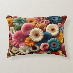 Elevate Your Space Colorful Gerbera Daisy Floral Accent Pillow