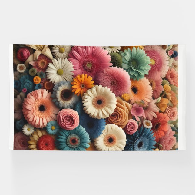 Elevate Your Space Colorful Gerbera Daisy Floral  Banner (Horizontal)