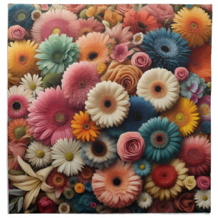 Elevate Your Space Colorful Gerbera Daisy Floral Cloth Napkin