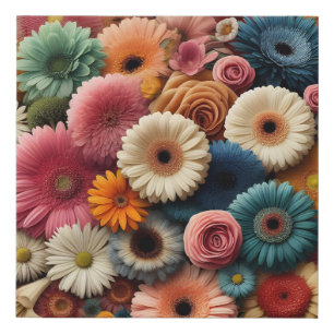Elevate Your Space Colorful Gerbera Daisy Floral  Faux Canvas Print