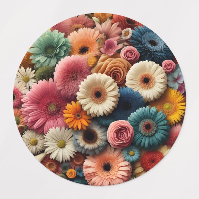 Elevate Your Space Colorful Gerbera Daisy Floral  Labels (Design 3)