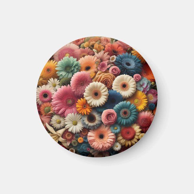 Elevate Your Space Colorful Gerbera Daisy Floral  Magnet (Front)