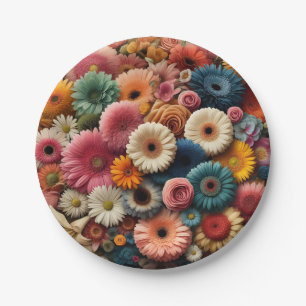 Elevate Your Space Colorful Gerbera Daisy Floral Paper Plates