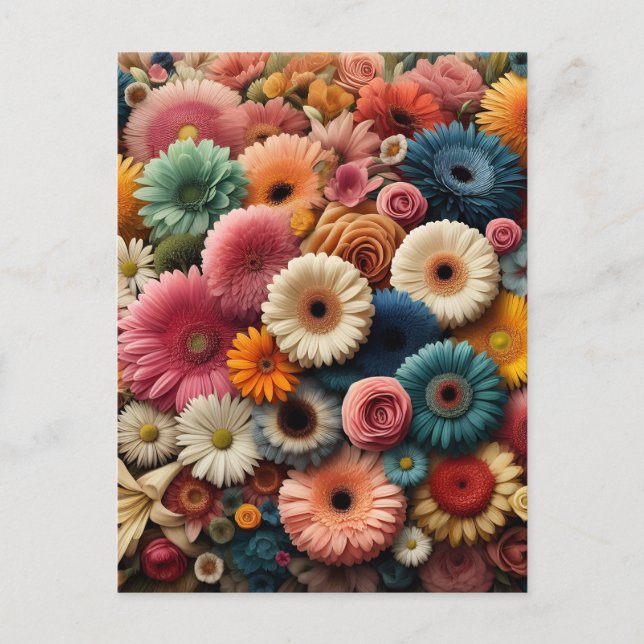 Elevate Your Space Colorful Gerbera Daisy Floral  Postcard (Front)