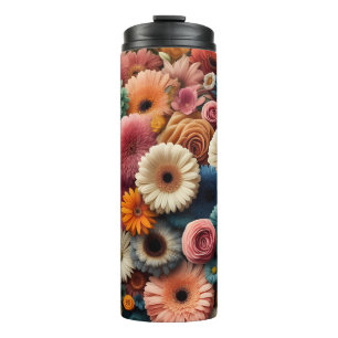 Elevate Your Space Colorful Gerbera Daisy Floral Thermal Tumbler