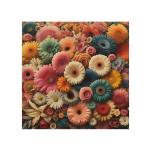 Elevate Your Space Colorful Gerbera Daisy Floral  Wood Wall Art